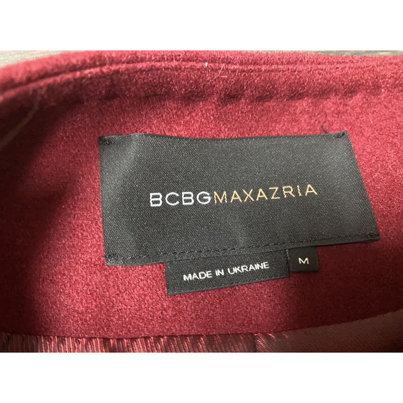 BCBG MaxAzria Burgundy Red Wool Coat Boho Retro Lady Victorian Babydoll  ~M - Picture 6 of 6